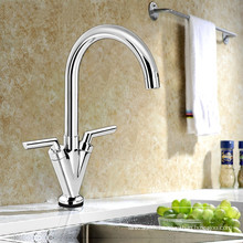 Good price wholesale flexible two handle sink kitchen  water brass faucet